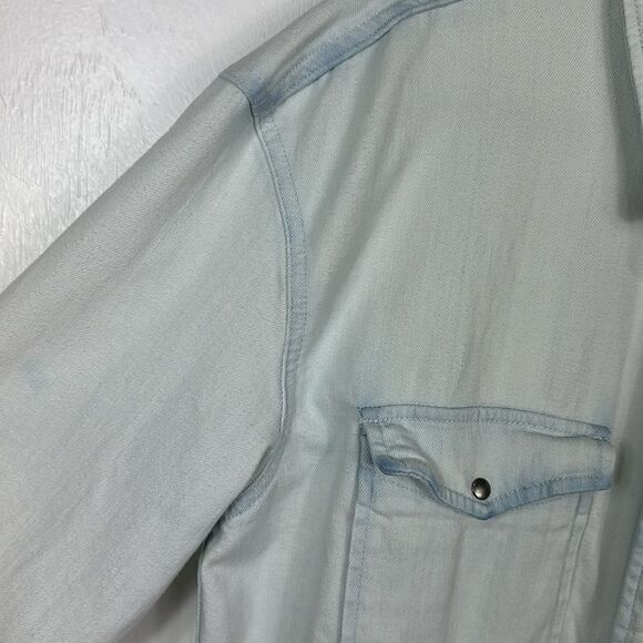 Hudson Taryn Light Blue Cotton Blend Raw Hem Long Sleeve Shirt Dress Size L - Picture 4 of 11